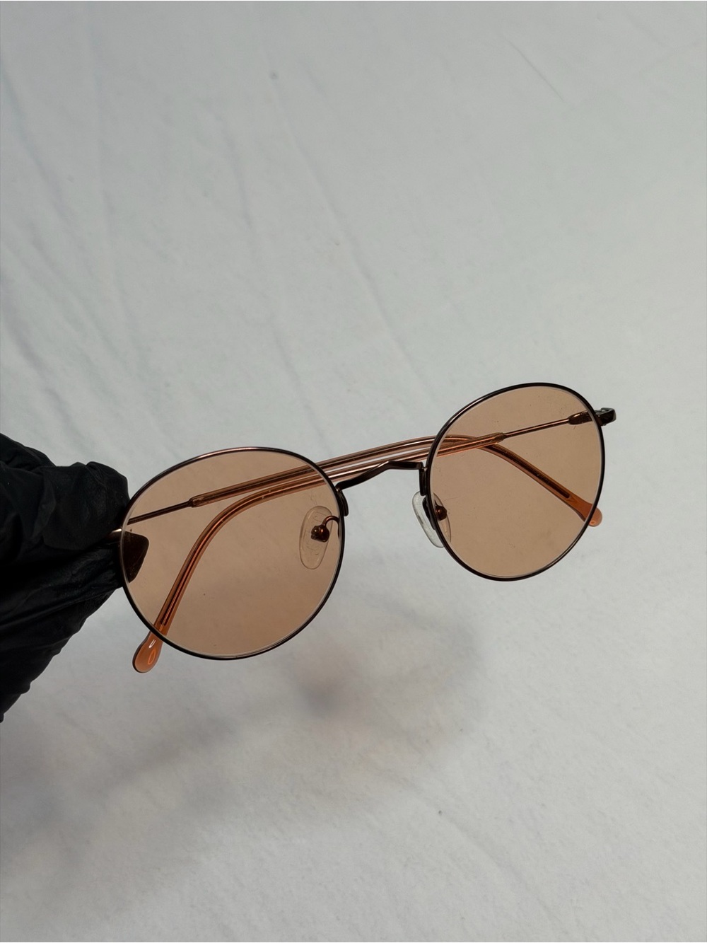 Vintage 90s Rose Tinted Oval Sunglasses Retro Wire Frame